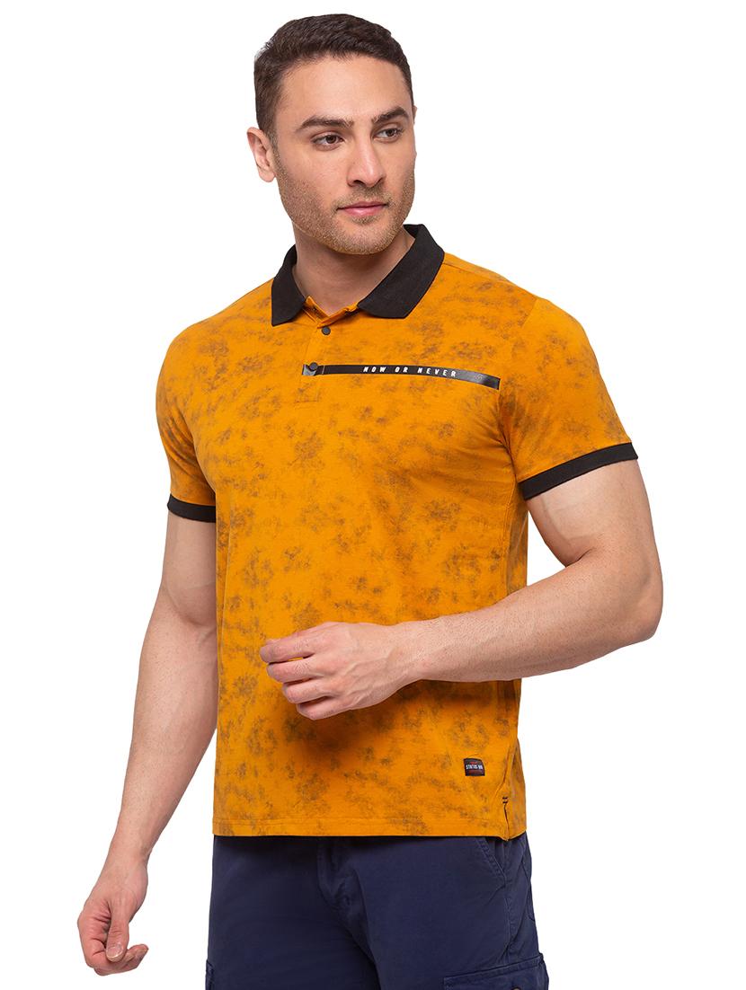 yellow printed polo t-shirt - 17615544 - Standard Image - 1