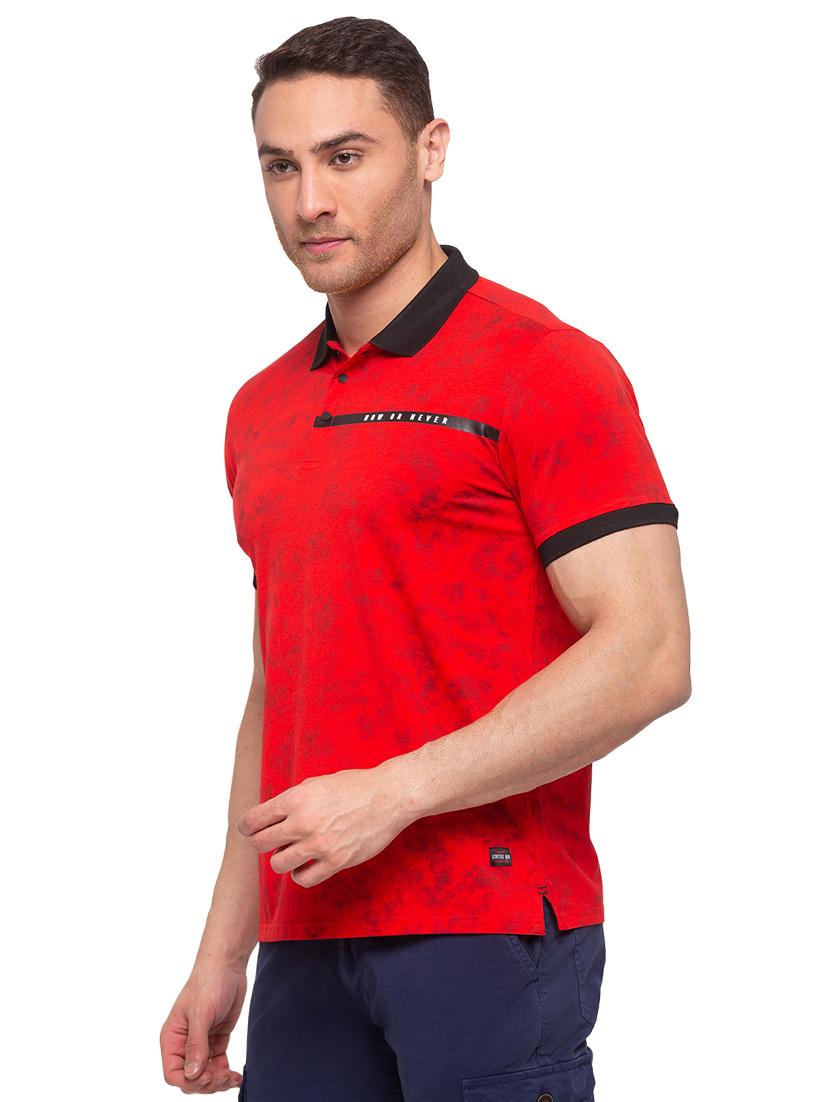 red printed polo t-shirt - 17615545 - Standard Image - 1