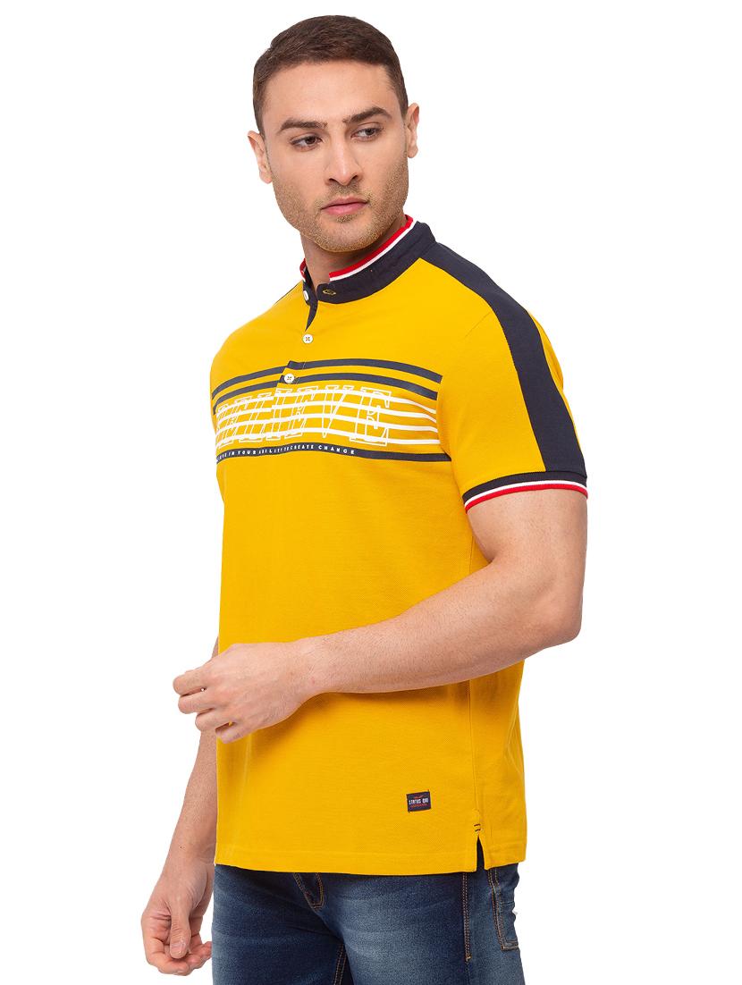 yellow printed collared t-shirt - 17615551 - Standard Image - 1