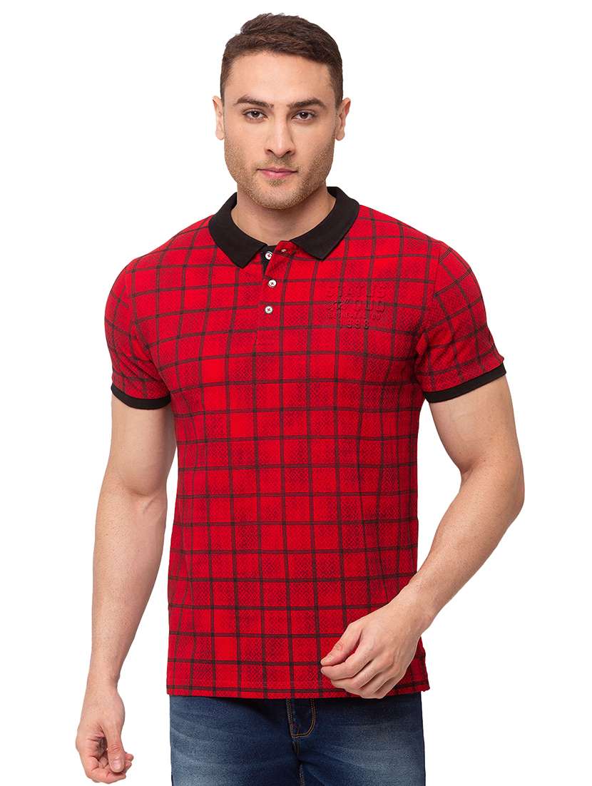 red checkered polo t-shirt