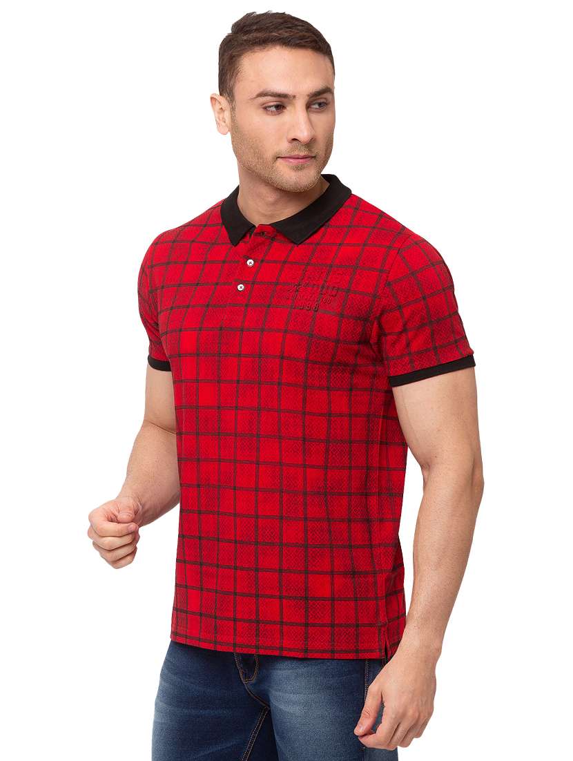 red checkered polo t-shirt - 17615556 -  Standard Image - 1