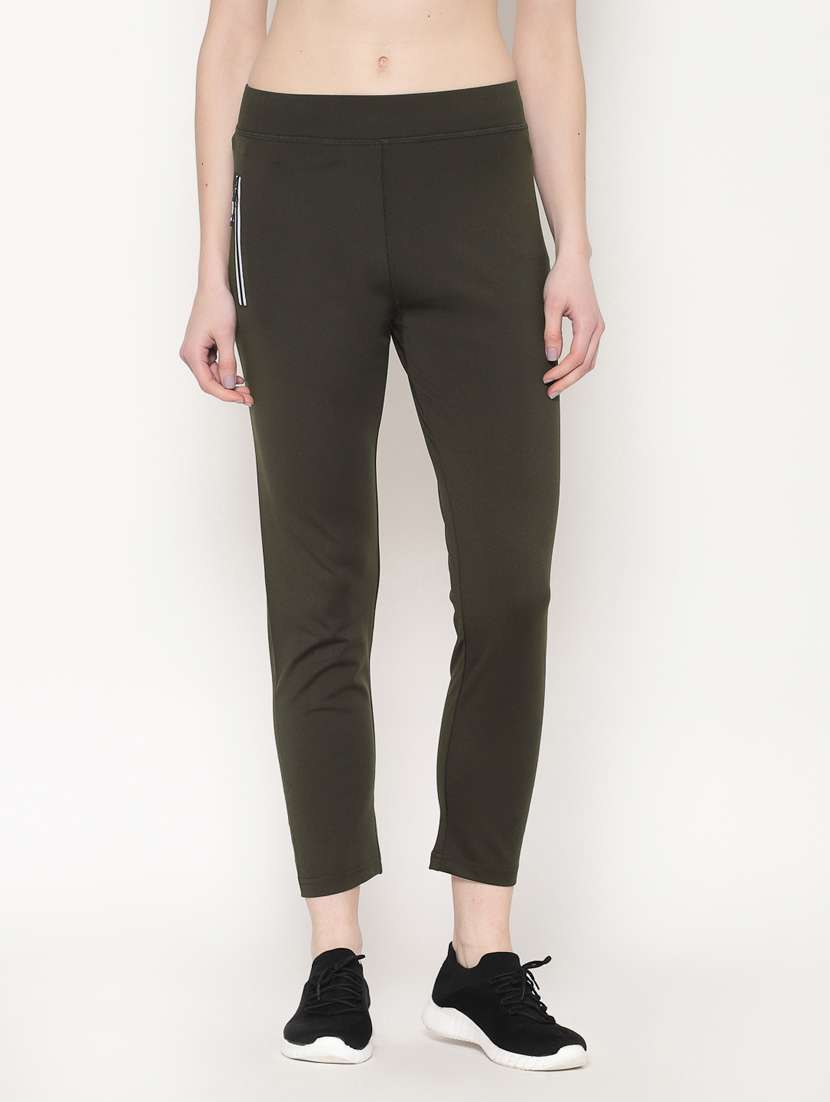 green polyester track pants