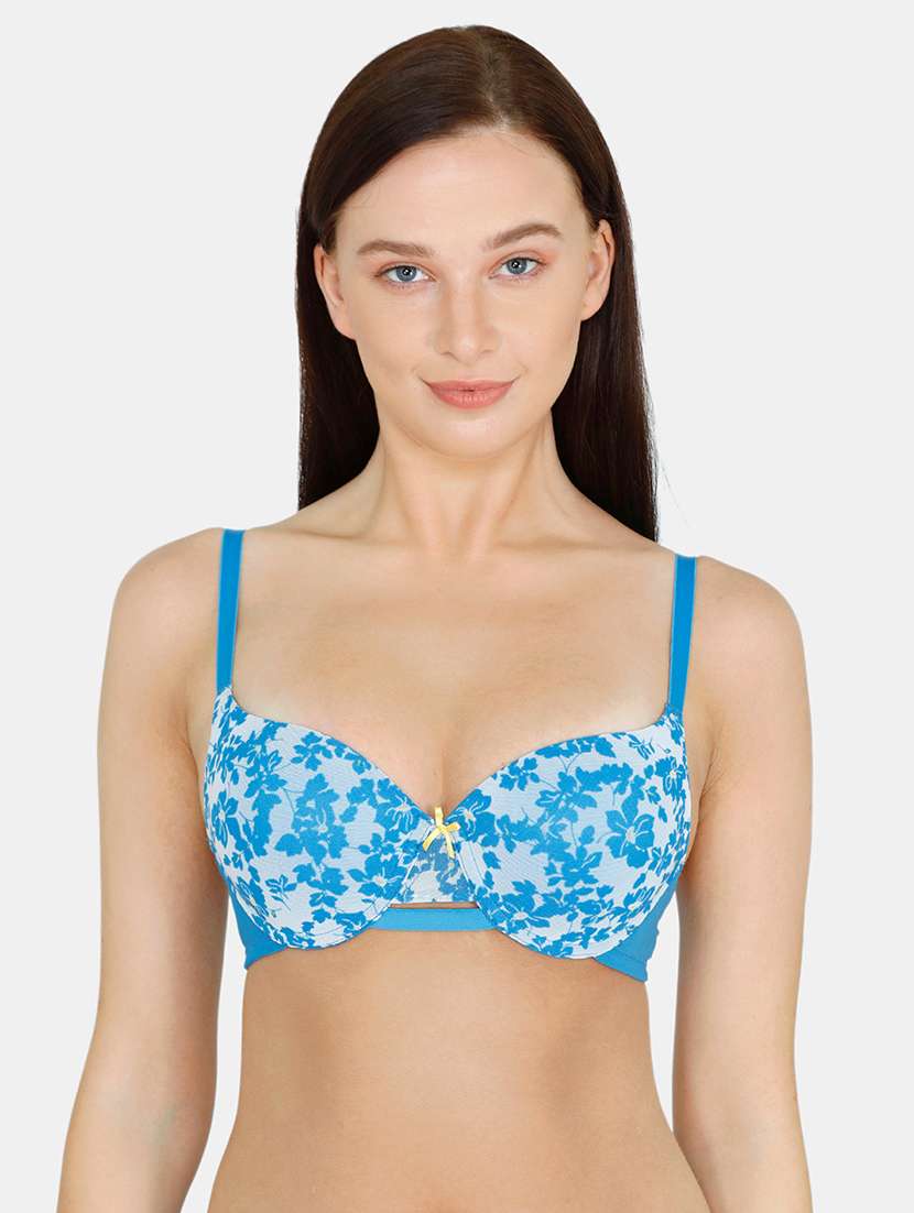 blue net push up bra