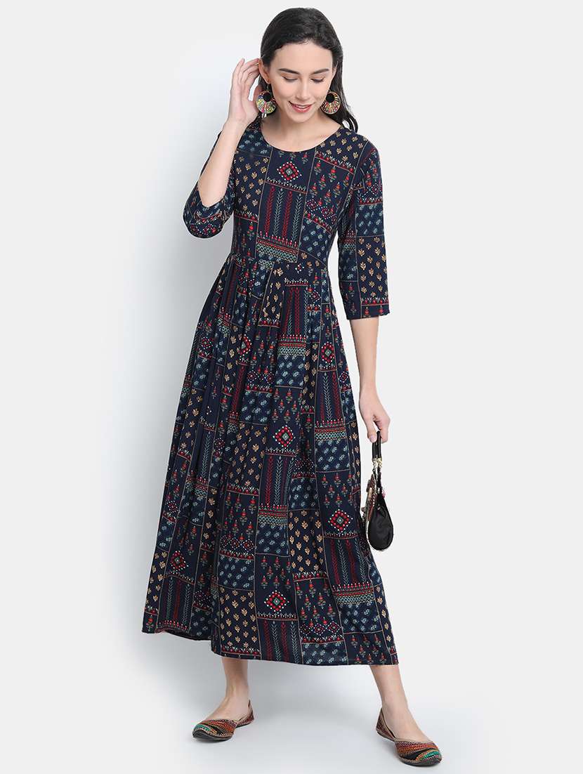 navy rayon anarkali kurta