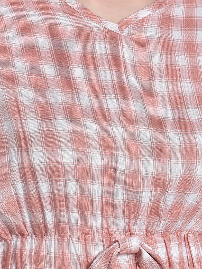 tie front checkered crop top - 17619890 - Standard Image - 4