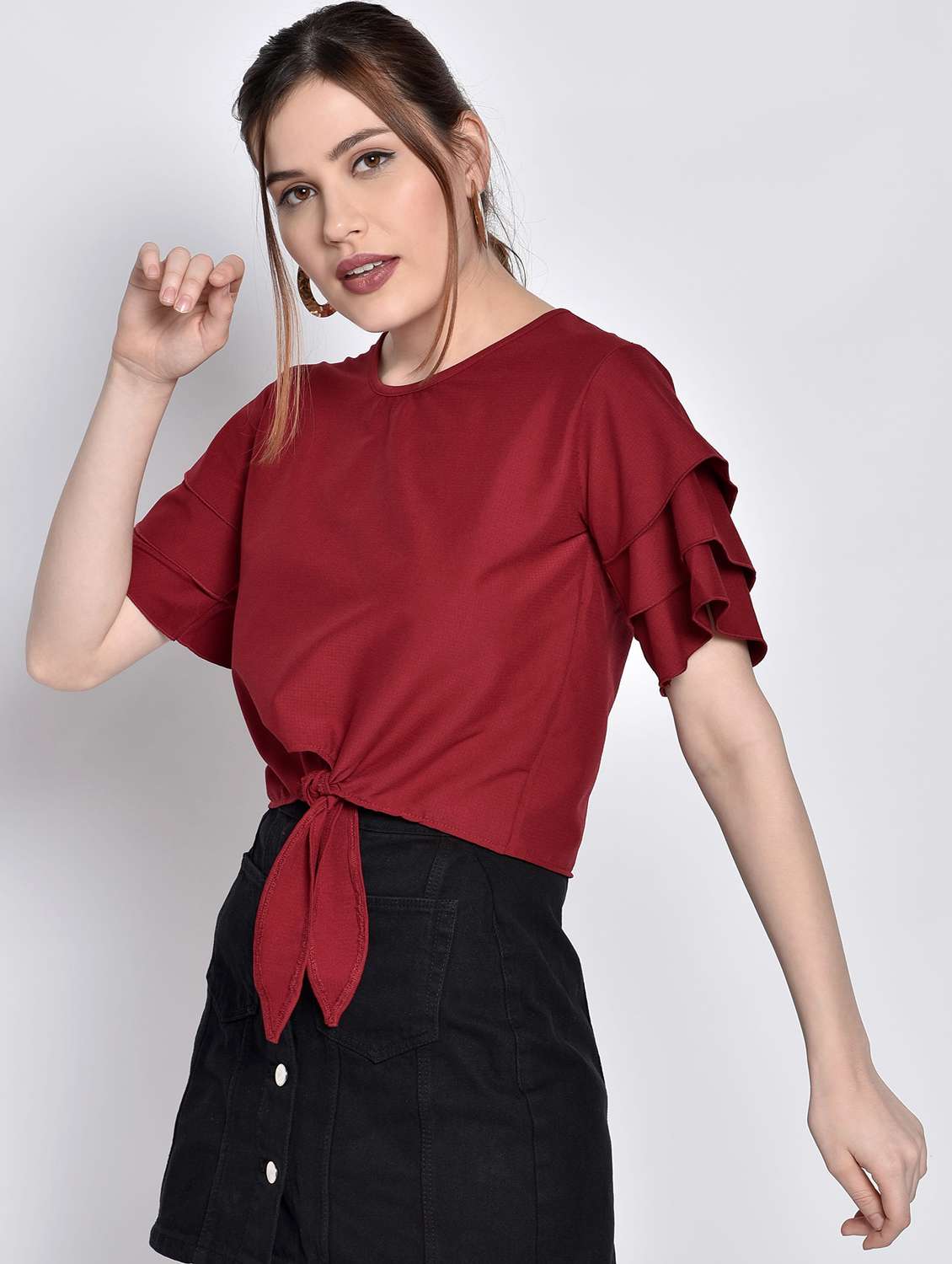 women's crop round neck top - 17619897 -  Standard Image - 1