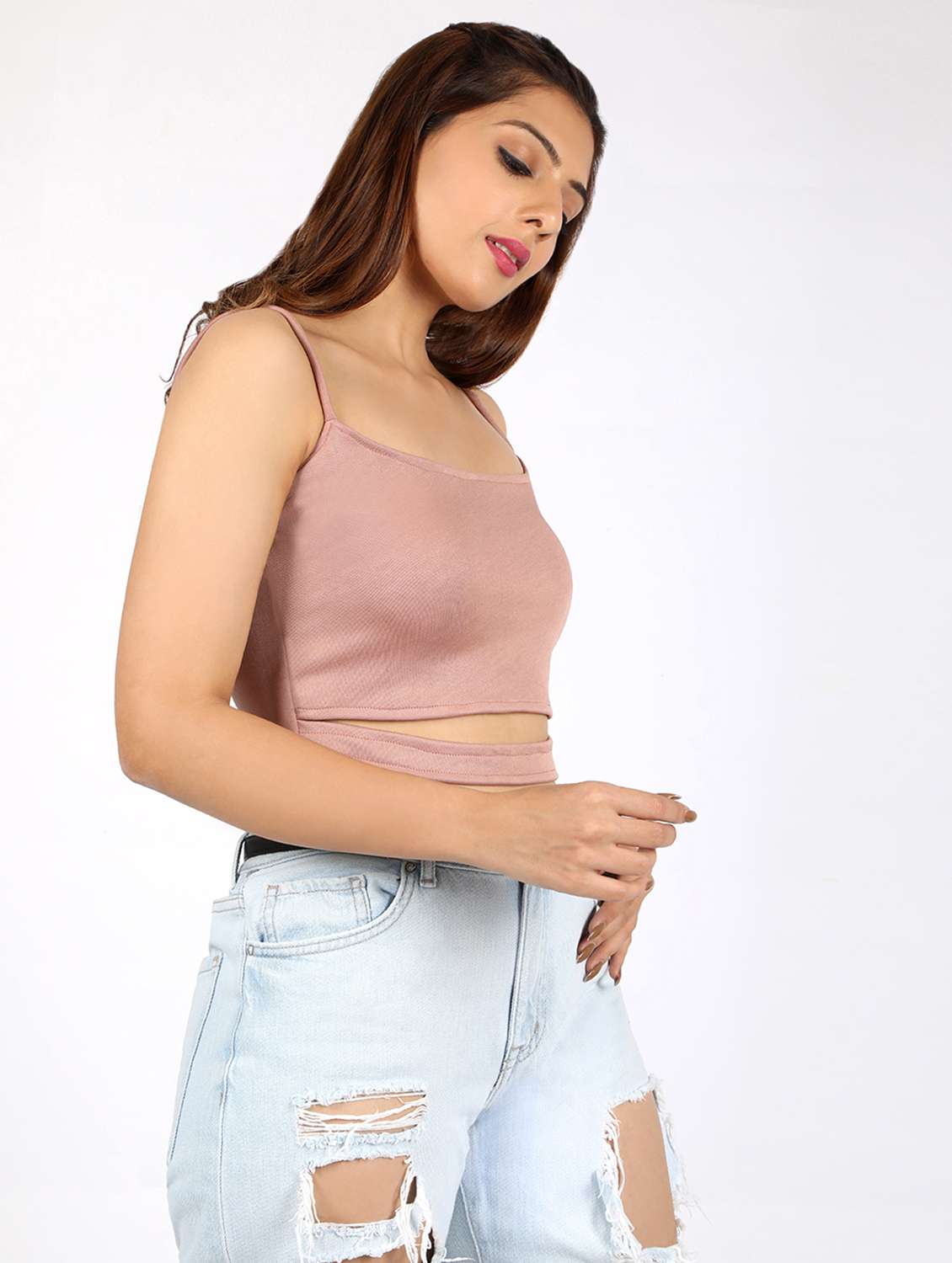 women's crop shoulder strap top - 17619904 -  Standard Image - 1