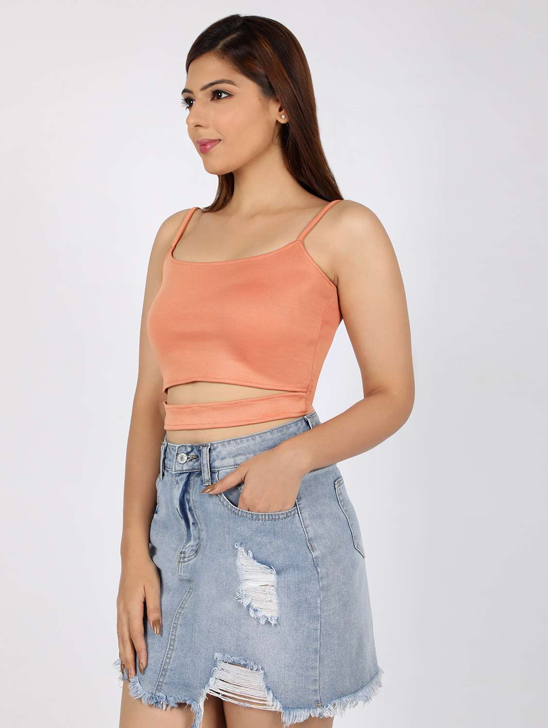 women's crop shoulder strap top - 17619905 -  Standard Image - 1