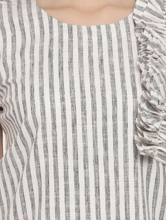 frill detail striped top - 17620143 - Standard Image - 4