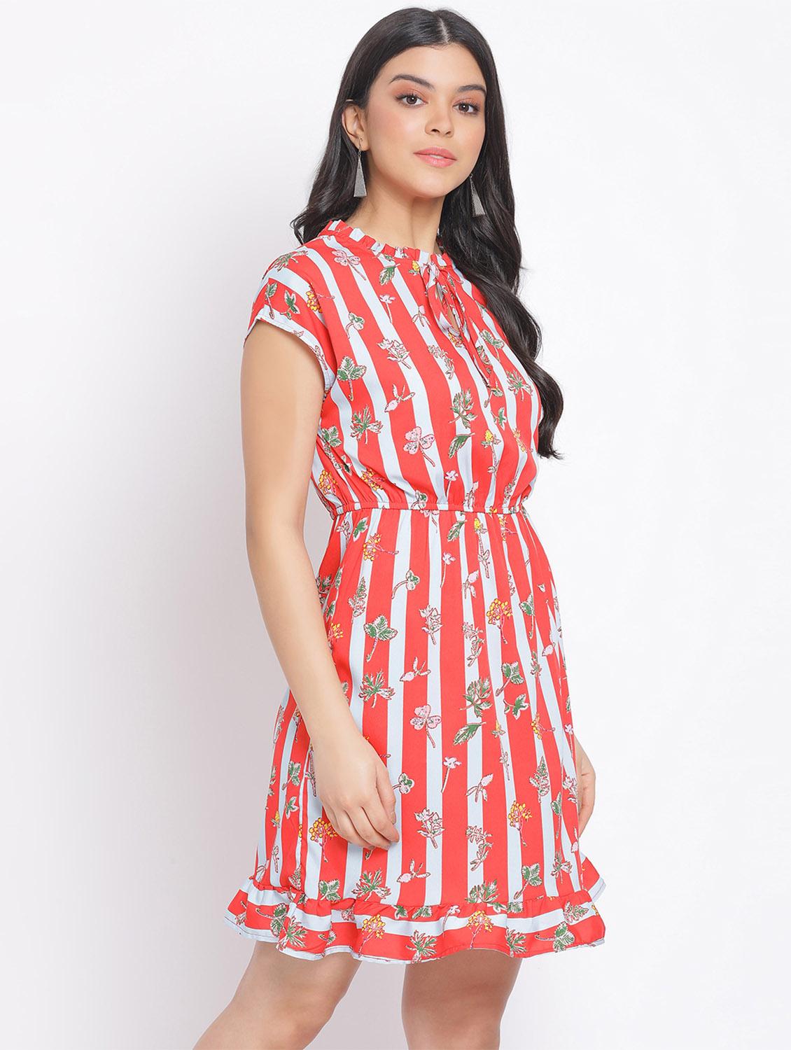 tie up neck a-line dress  - 17620622 -  Standard Image - 1