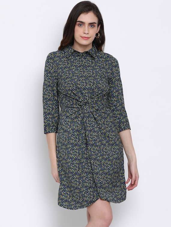 women's shirt micro print dress