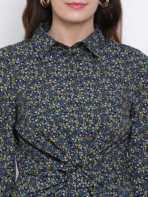 women's shirt micro print dress - 17620636 - Standard Image - 4