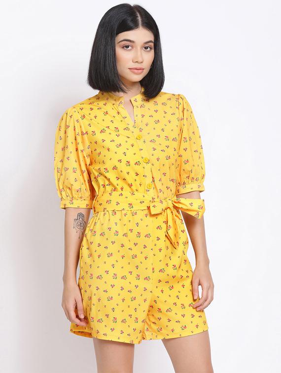 tie front floral romper  - 17620638 -  Standard Image - 1