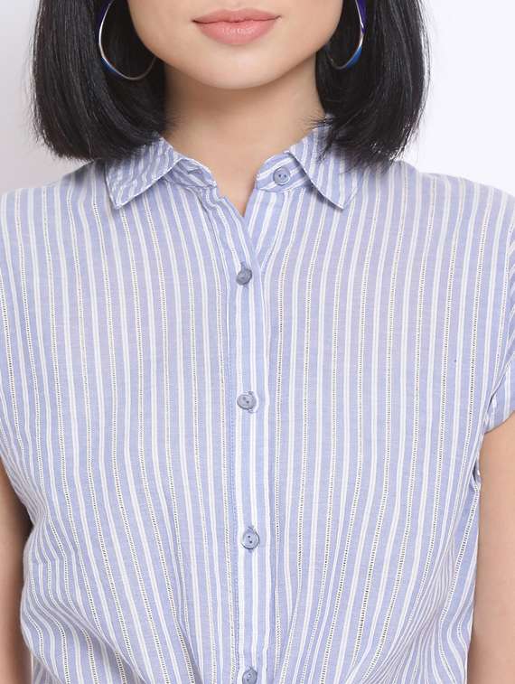 cap sleeves striped shirt  - 17620643 -  Standard Image - 4