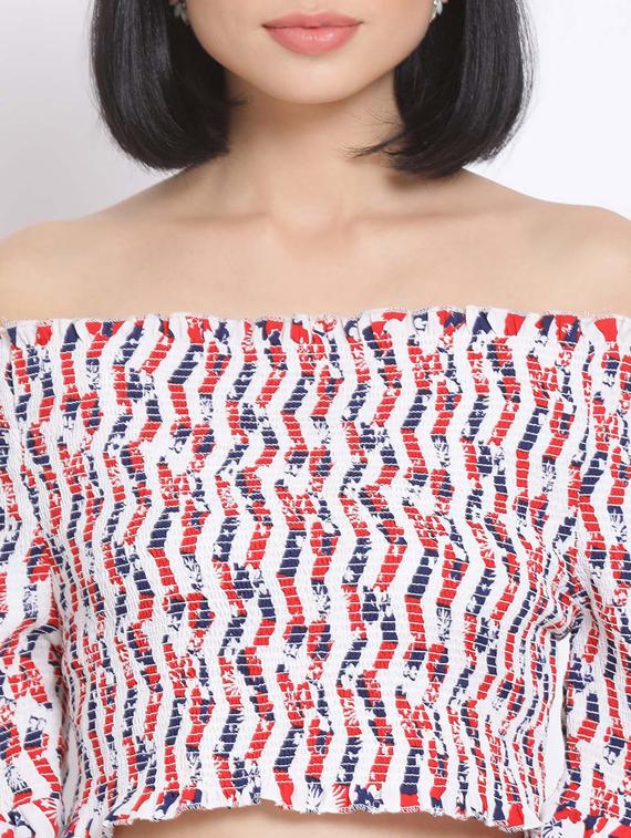 off shoulder printed top - 17620652 - Standard Image - 4