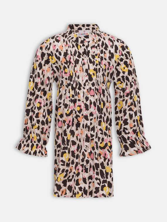 girls mandarin collar three quarter sleeves dress