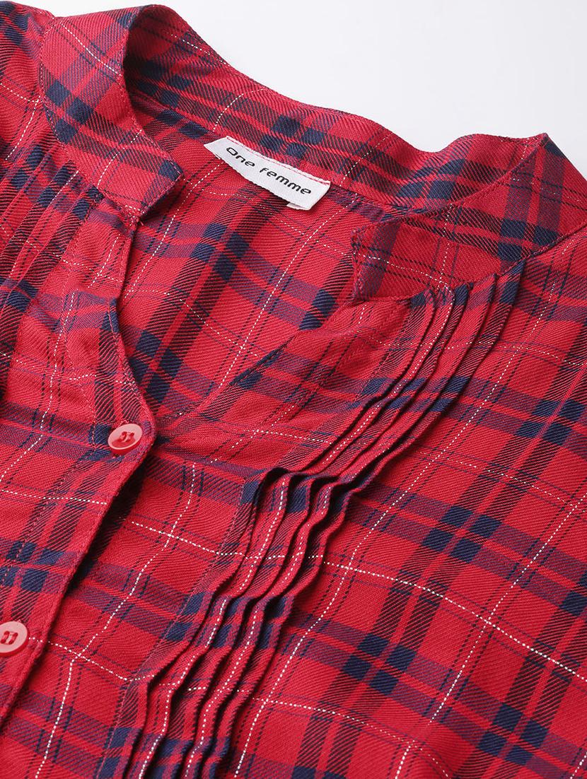 tie back checkered tunic - 17620839 - Standard Image - 4