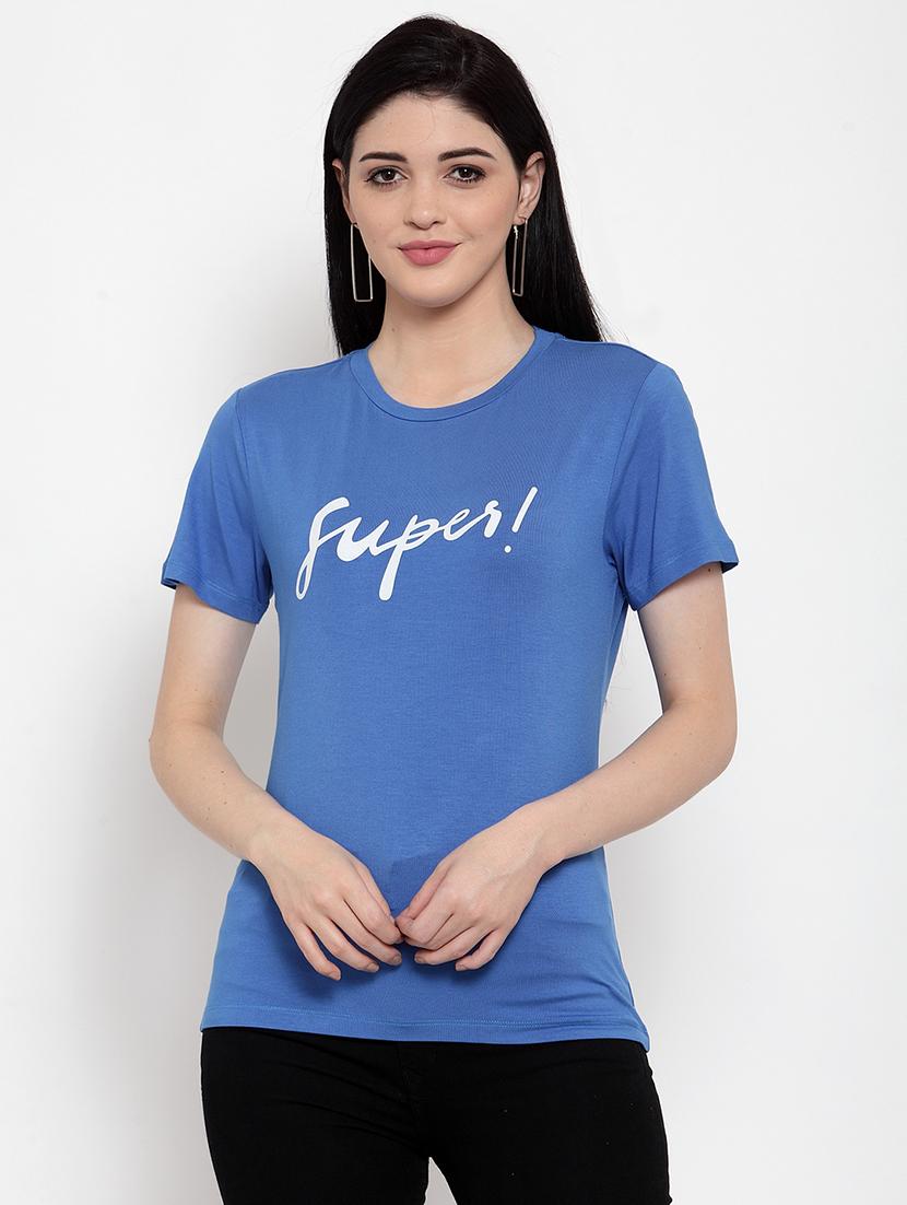 women's chest print round neck t-shirt