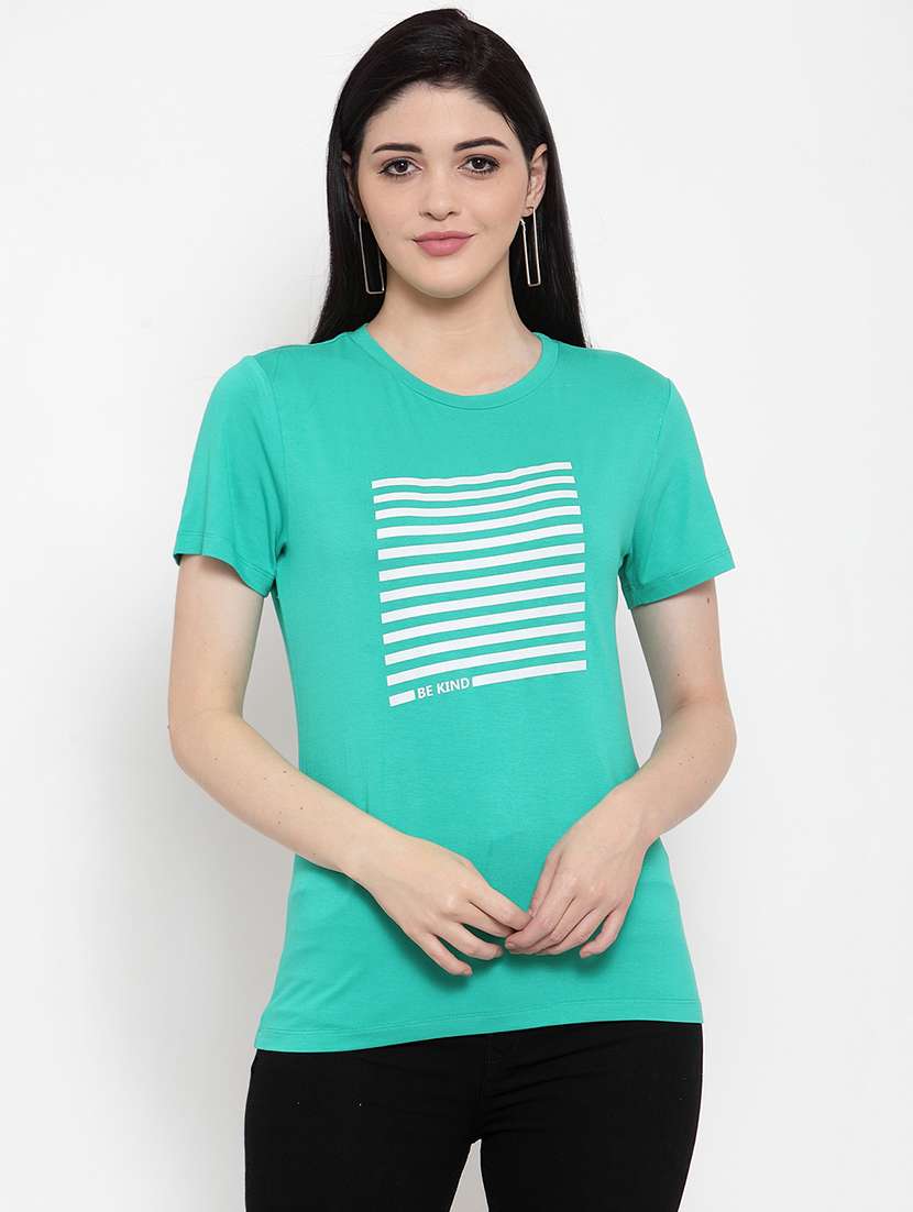 women's chest print round neck t-shirt