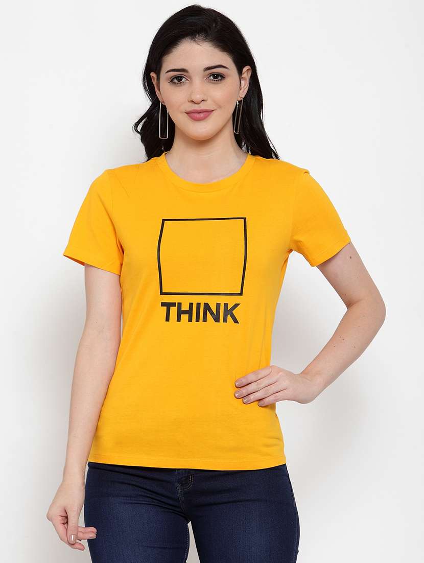 women's front print round neck t-shirt