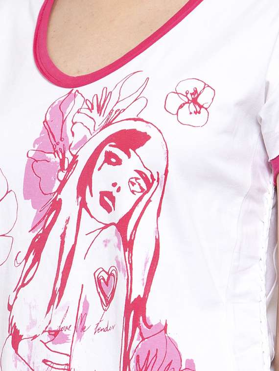 women's front print round neck t-shirt - 17621267 -  Standard Image - 4