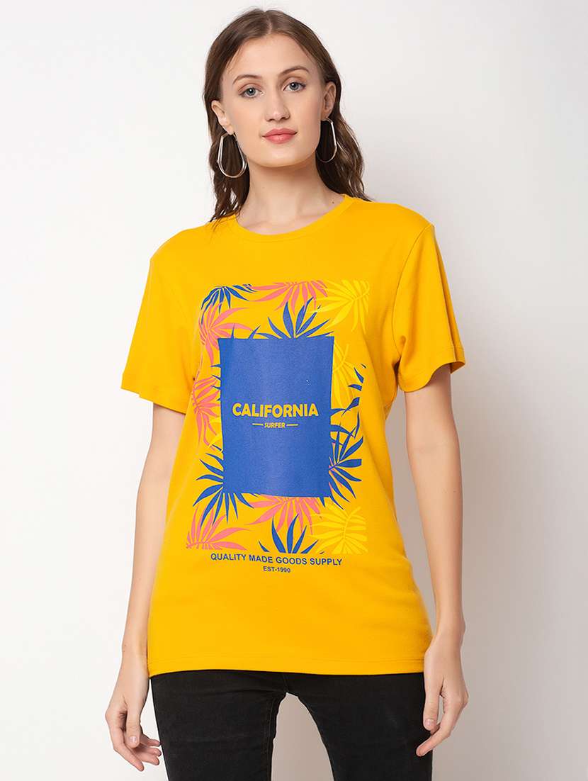 women's front print round neck t-shirt