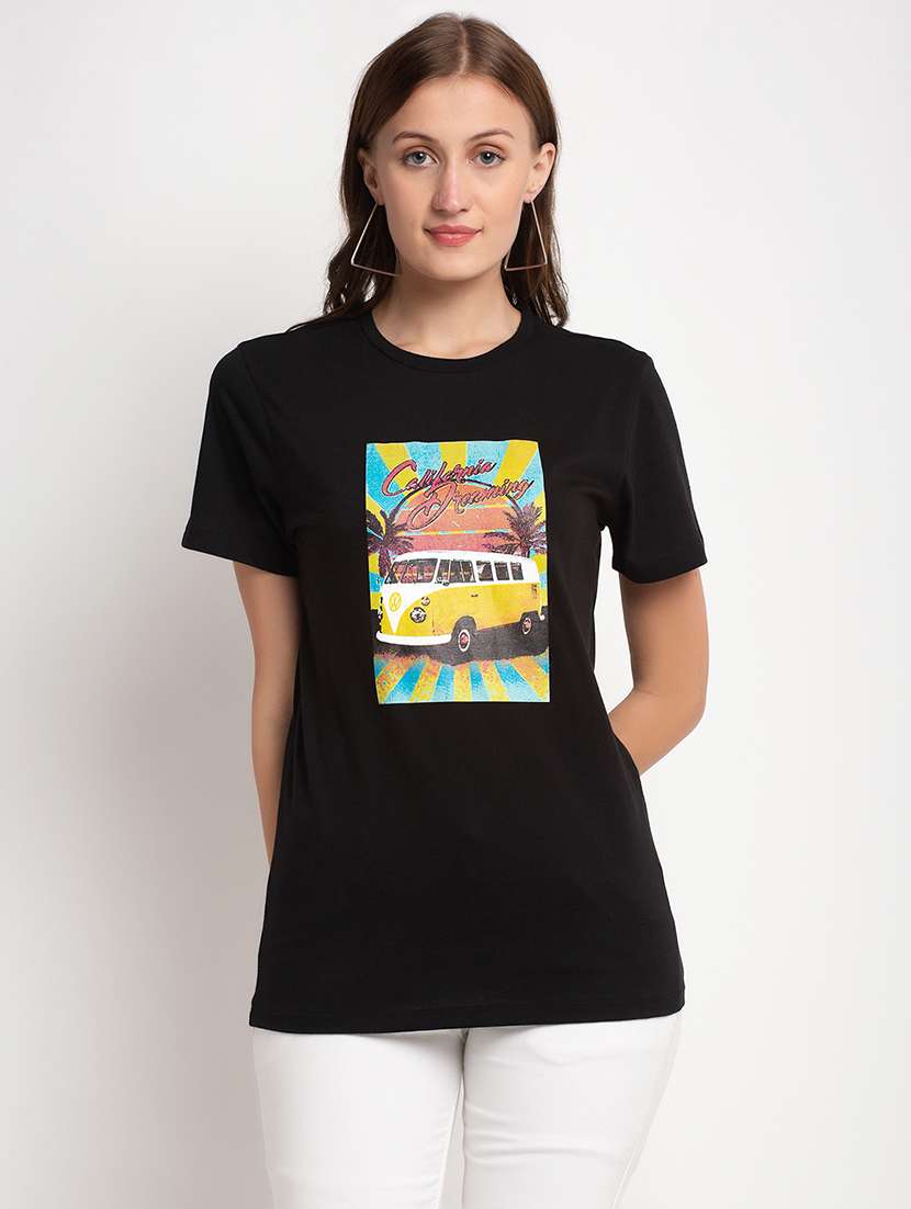 women's front print round neck t-shirt - 17621293 - Zoom Image - 0