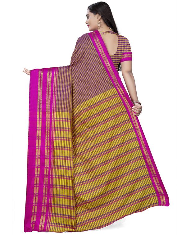 check printed saree with blouse - 17623154 -  Standard Image - 1