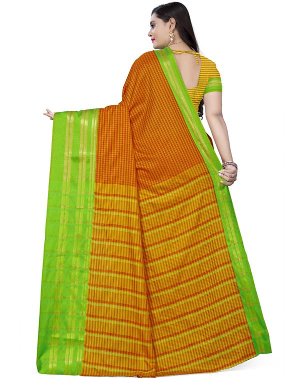check printed saree with blouse - 17623156 -  Standard Image - 1