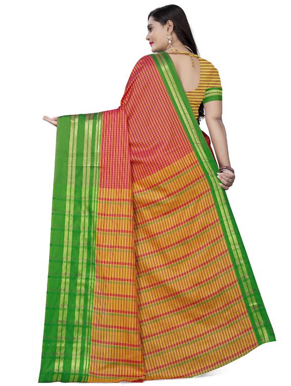 check printed saree with blouse - 17623157 - Standard Image - 1