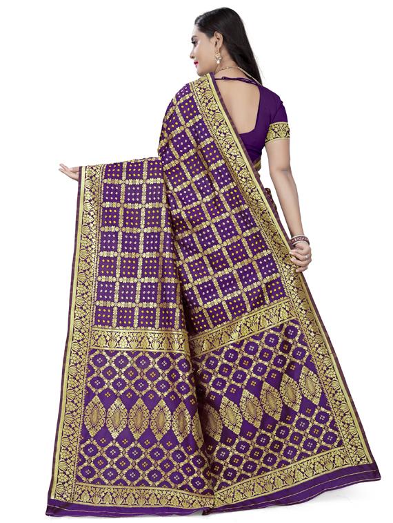 checkered banarasi saree - 17623160 -  Standard Image - 1