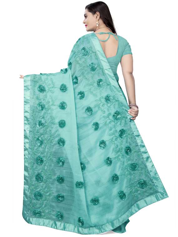 women's embroidered saree with blouse - 17623499 - Standard Image - 1