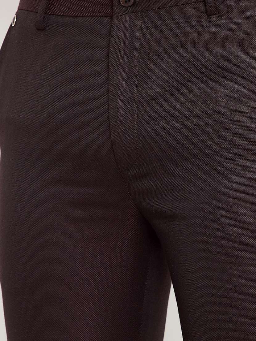 brown solid flat front formal trouser - 17623964 - Standard Image - 4