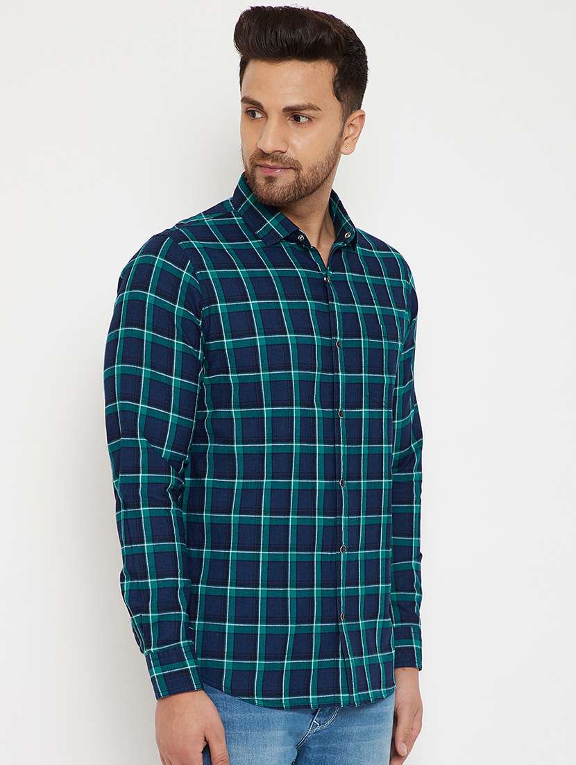 navy blue checkered casual shirt - 17623980 -  Standard Image - 1