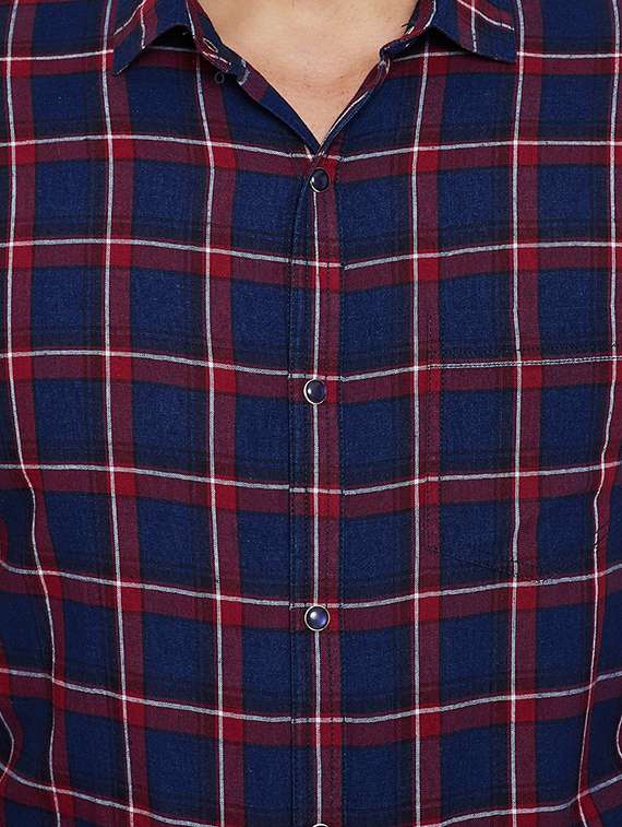 navy blue checkered casual shirt - 17623981 -  Standard Image - 4