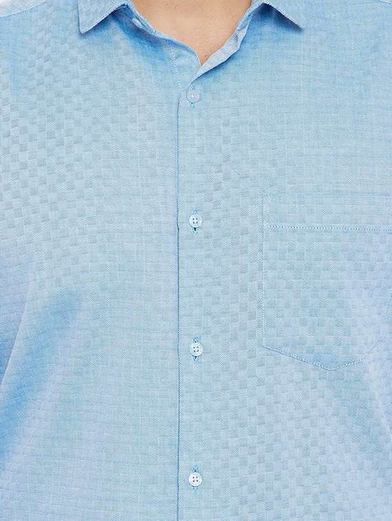 blue self design formal shirt - 17623988 - Standard Image - 4