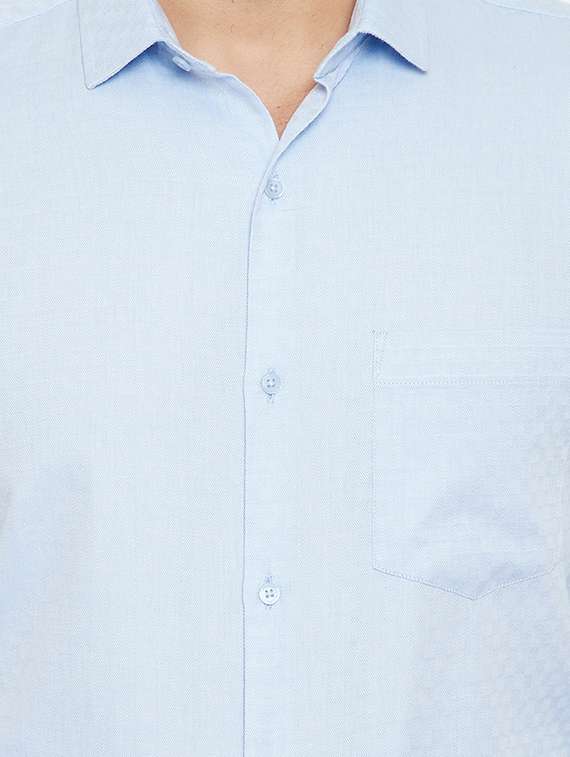 light blue self design formal shirt - 17623990 -  Standard Image - 4