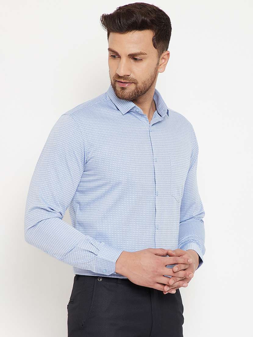 blue printed formal shirt - 17623994 - Standard Image - 1