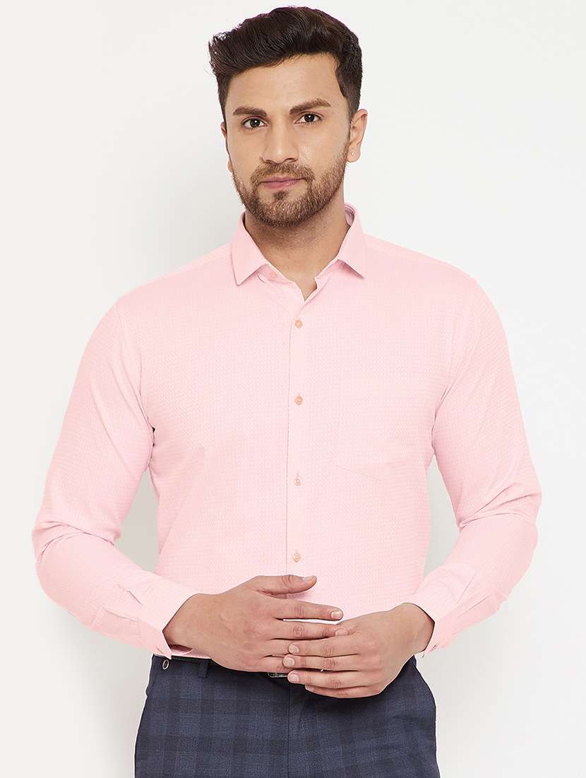 pink printed formal shirt