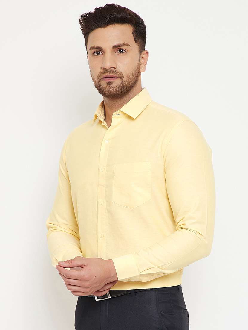 yellow solid formal shirt - 17624009 - Standard Image - 1