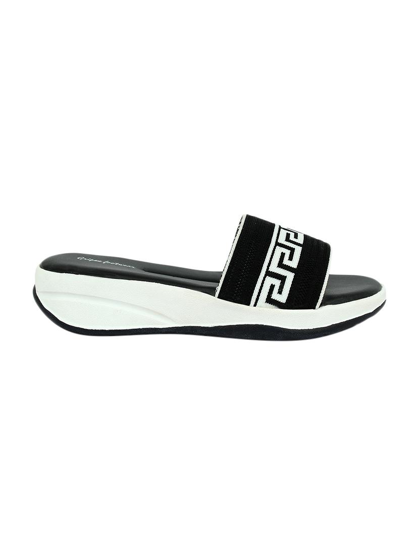 black synthetic slip on sandals - 17624448 - Standard Image - 1