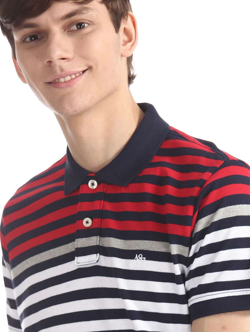 multi colored striped polo t-shirt  - 17625726 -  Standard Image - 4