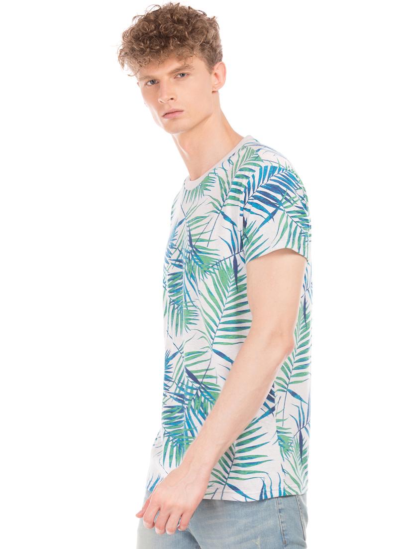 crew neck tropical print t-shirt  - 17625793 -  Standard Image - 1
