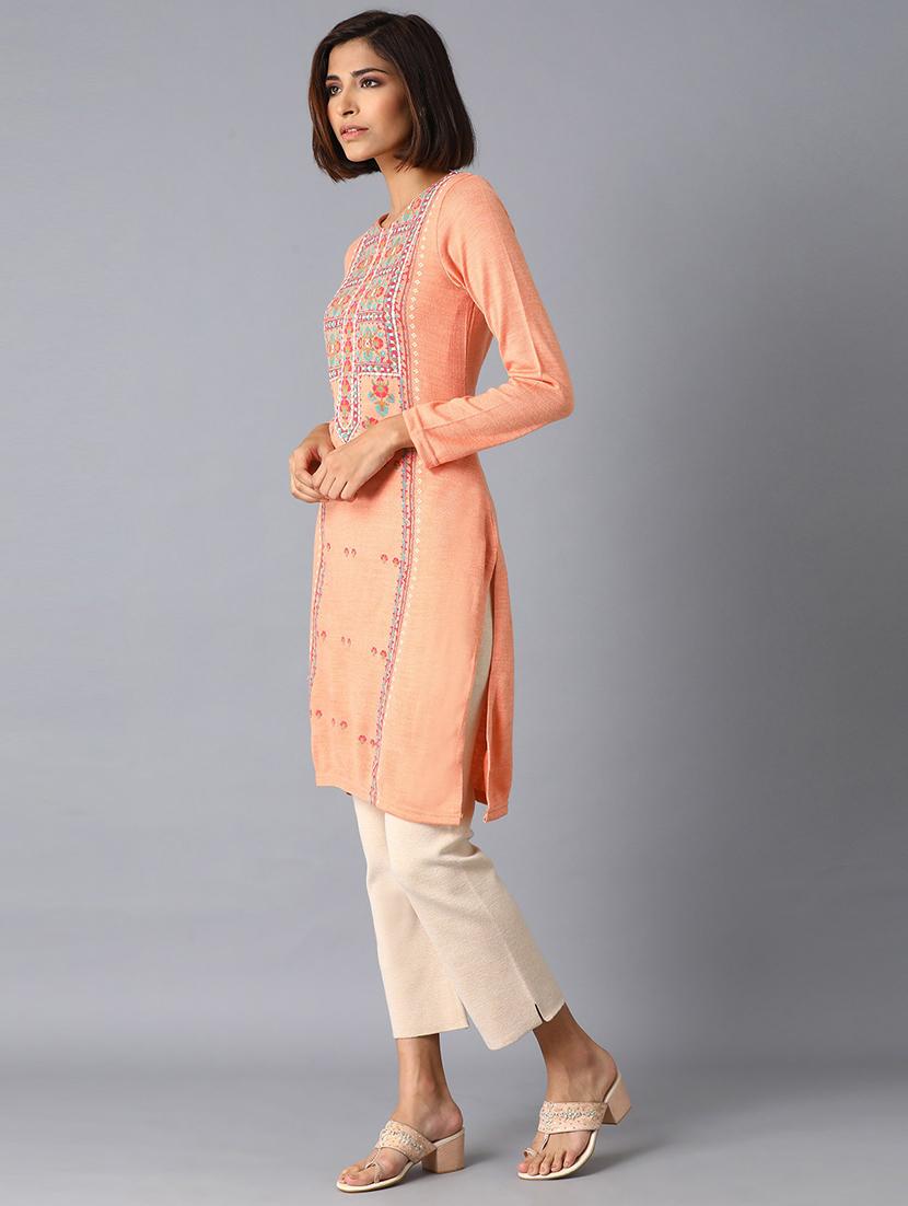 embroidered a-line kurta - 17627386 -  Standard Image - 1
