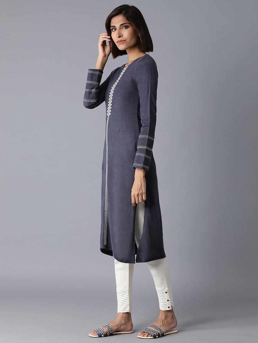 solid straight kurta - 17627395 - Standard Image - 1