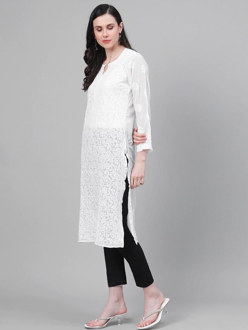 ada hand-embroidered chikankari kurta pant set - 17628002 - Standard Image - 1