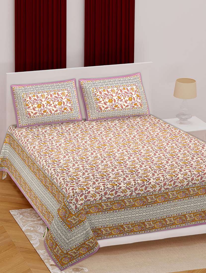jaipuri print cotton king size bedsheet set