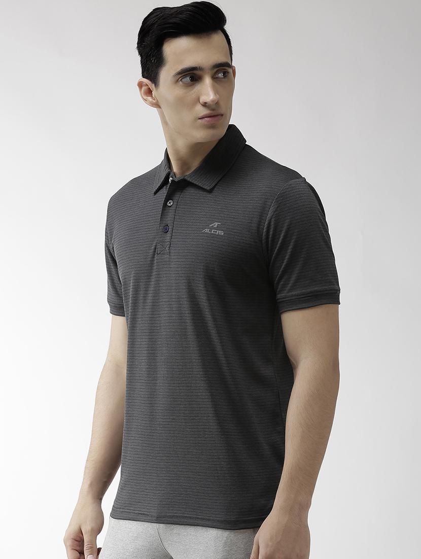 grey striped polo t-shirt - 17628175 -  Standard Image - 1
