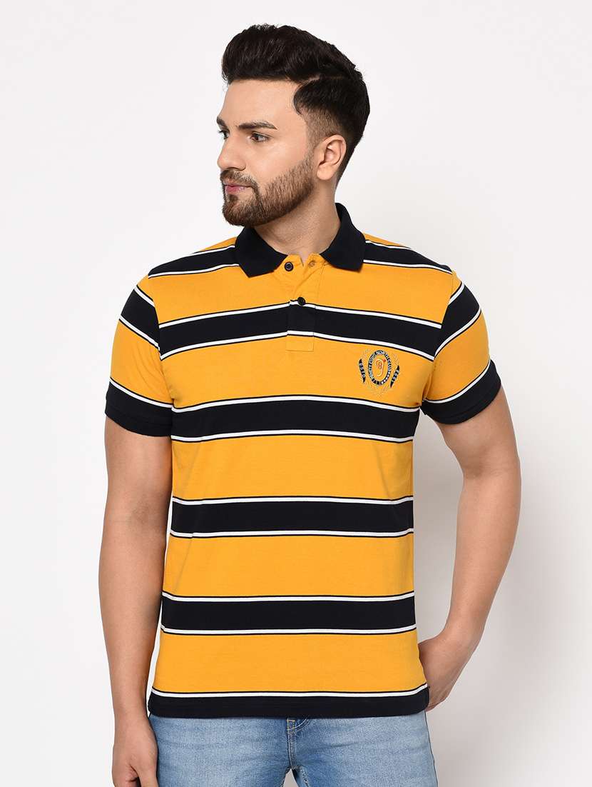 yellow striped  polo t-shirt 