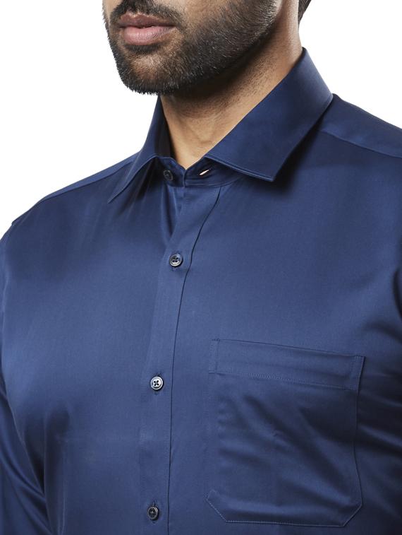 navy blue solid formal shirt - 17629137 - Standard Image - 4